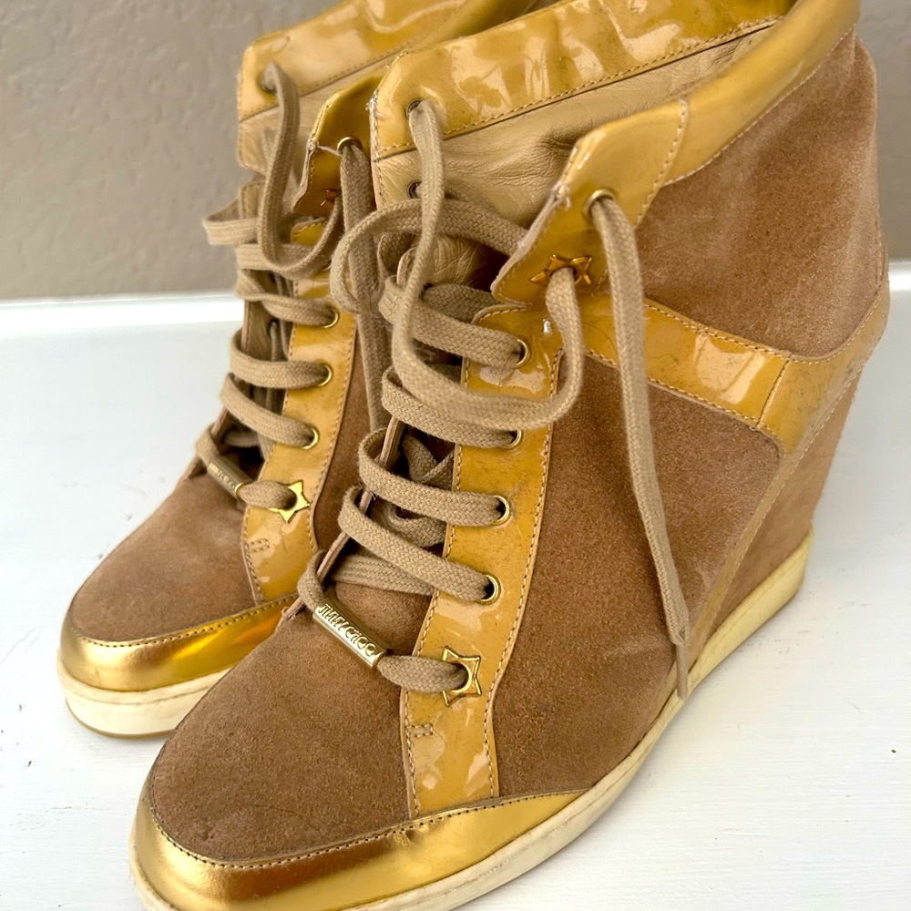 Jimmy Choo suede wedge sneakers